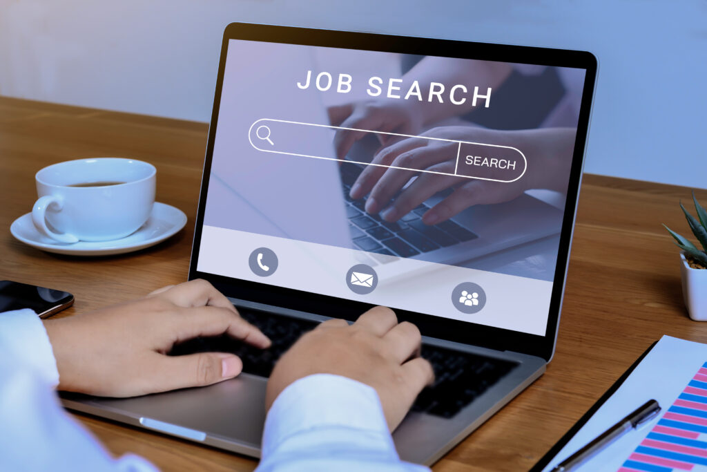 Job search on laptop